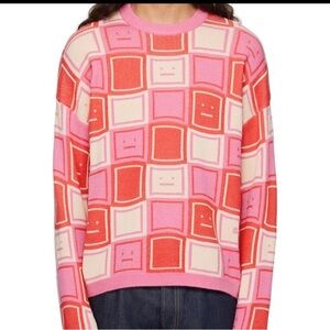 Acne Pink and Red Patterned Women's Sweater